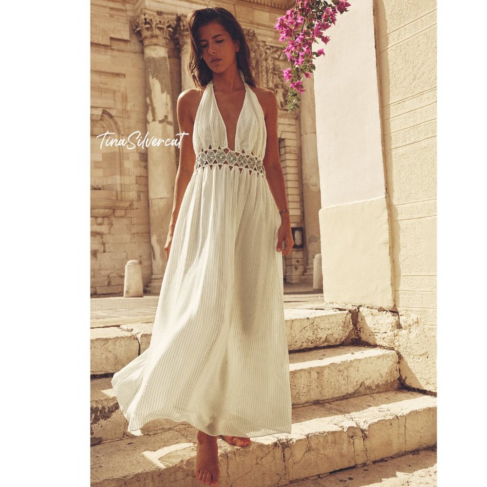 Zara Rhinestone Midi Dress Limited Edition Off White NWT